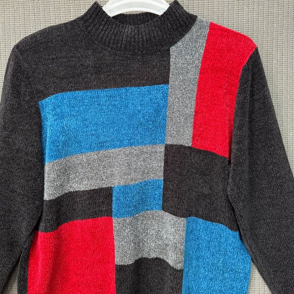Alfred Dunner Womens XL Colorblock Sweater Multi-Color Long Sleeve Mock Neck - Picture 2 of 9